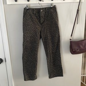 Pistola cheetah print cropped jeans